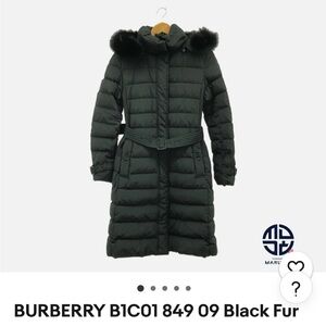 Burberry Black Puffer Coat with Fur Trim size XS